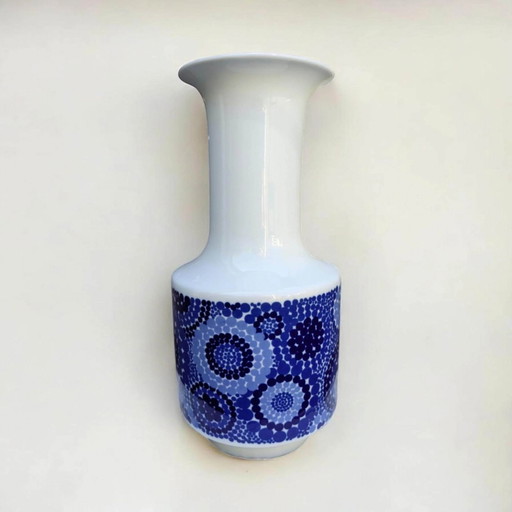 Vintage Porcelain Vase by H&C Heinrich Selb, Real Cobalt, White-Blue Flower Vase in Mid-Century Style