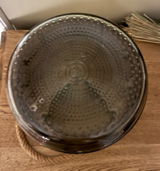 Image 1 of Große Vase oder Topf aus Rauchglas und Seil