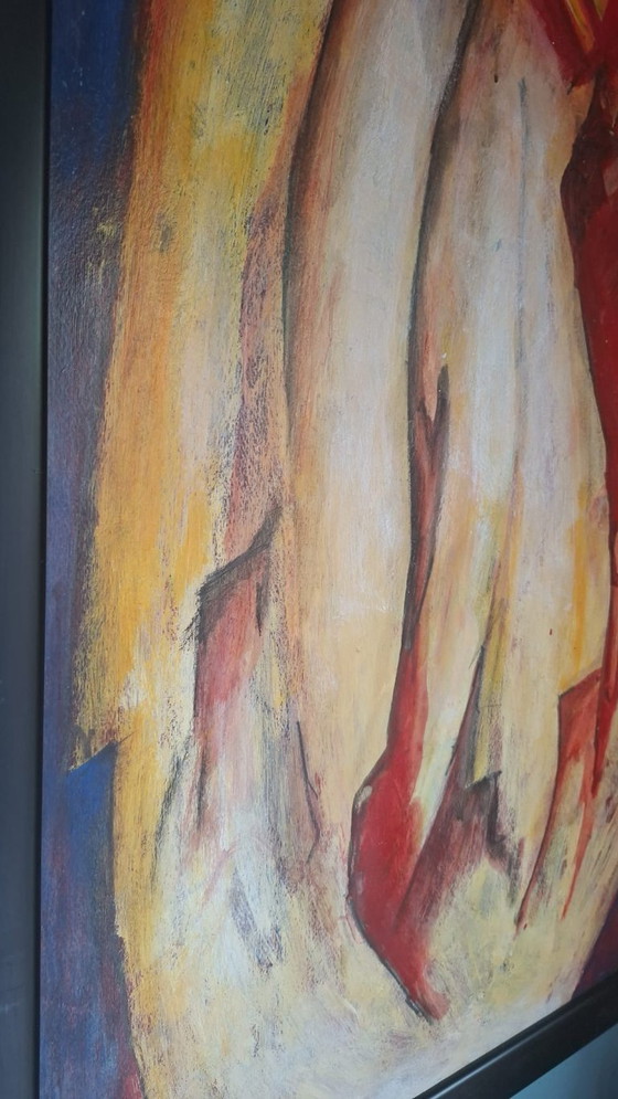 Image 1 of Kees Van De Wal – "Hacia la luz" – Obra abstracta de gran formato enmarcada en negro.