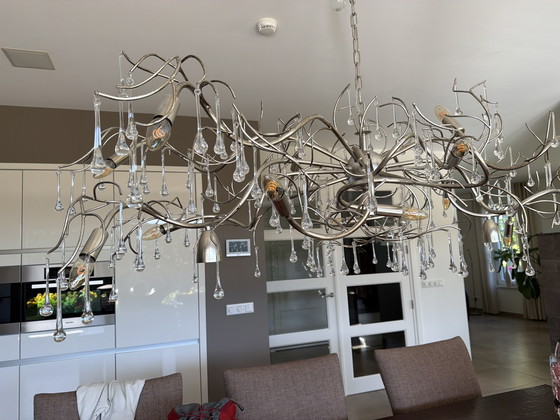 Image 1 of Chandelier inlaid with silver leaf (Leclercq & Bouwman) in
