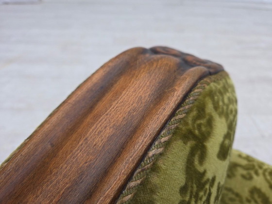 Image 1 of Fauteuil relax danois des années 1950, revêtement en velours, bois de chêne.