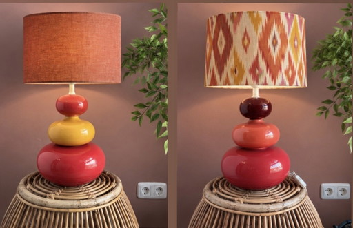 Exclusive Set of 2 Vintage Space Age Ceramic Table lamps Style François Châtain / Louis Drimmer