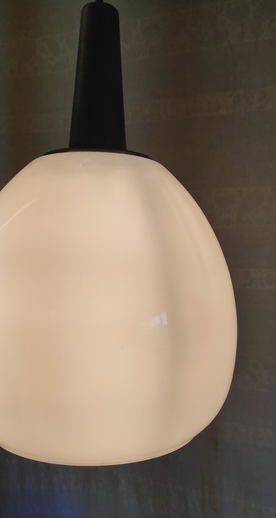 Image 1 of Scandinavian style opaline globe pendant lamp XL - mid. 20th century 