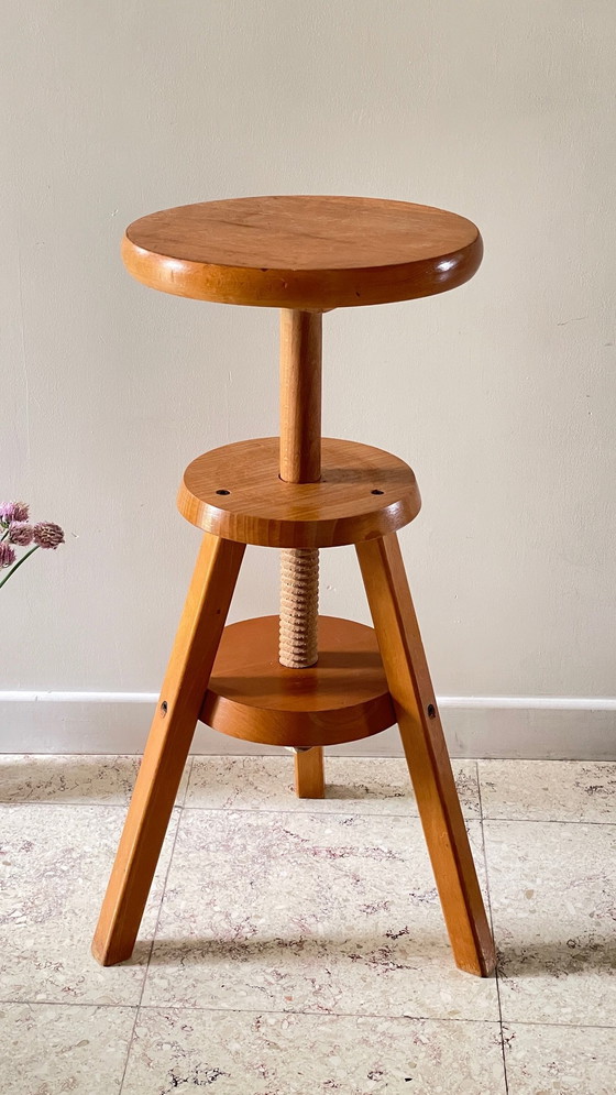 Image 1 of TABOURET HAUT Réglable Hêtre Massif VINTAGE