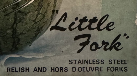 Image 1 of "Little fork" Vintage retro gekleurde cocktailvorkjes 