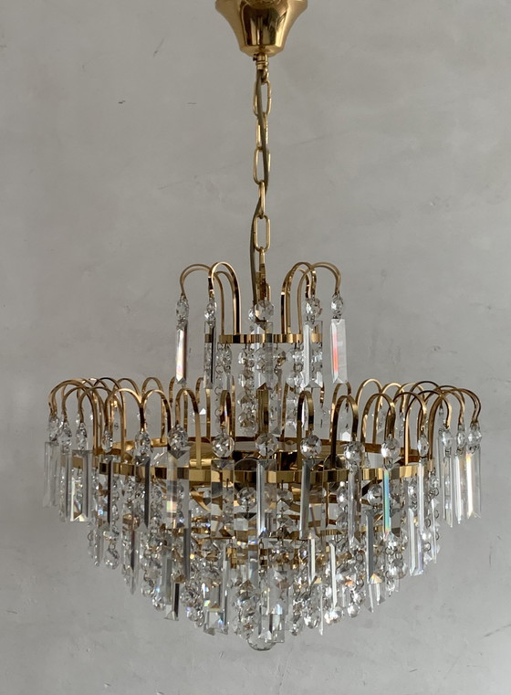 Image 1 of Original Vintage Massive Crystal Chandelier – 1970s Waterfall