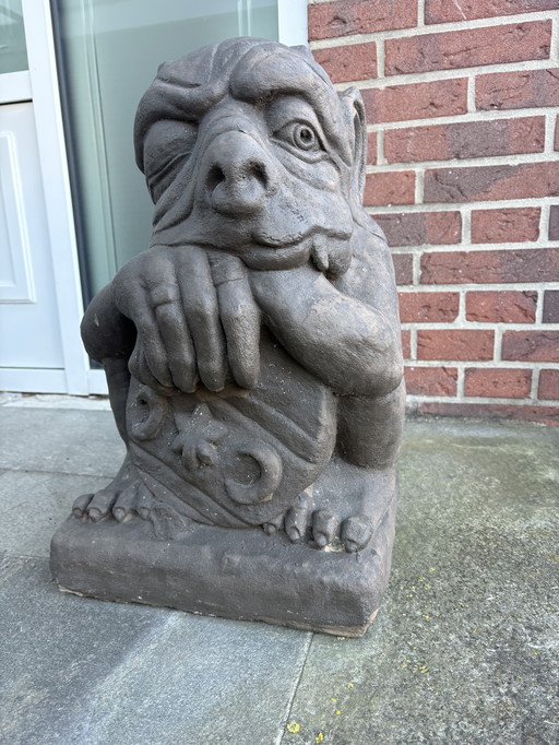 Steinfigur - Gargoyle Torwächter - schwere Gartenstatue / Hauswächter, wetterfest