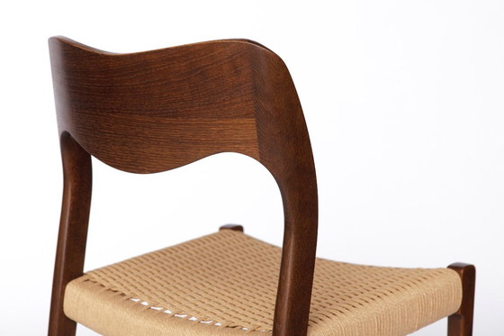 Image 1 of 1 van 4 Vintage Niels Otto Møller stoel, model 71, donker eikenhout, Deens koord, midden 20e eeuw