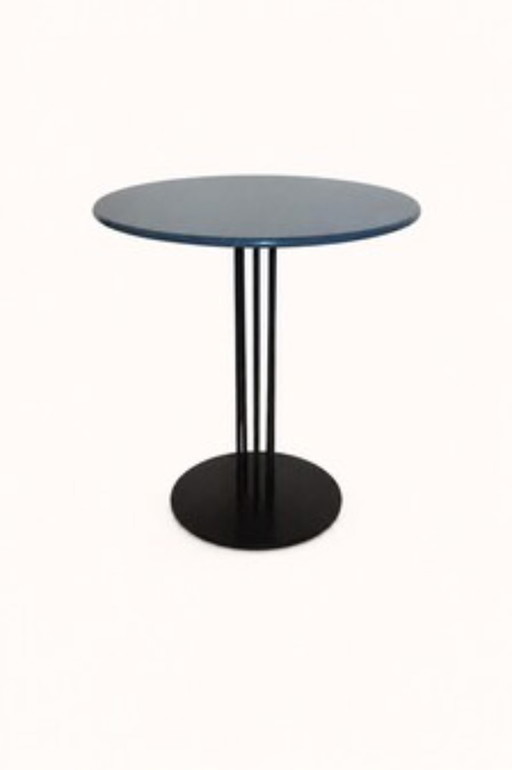 Tavolino Rotondo Minimalista Vintage – Piano Grigio e Base in Ferro Nero – salontafels, Wood, Iron (photo 2 of 12)