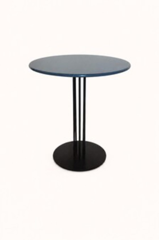 Tavolino Rotondo Minimalista Vintage – Piano Grigio e Base in Ferro Nero – Tavolini da caffè, Wood, Iron (photo 2 of 12)