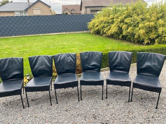 Image 1 of 6x Montis Spica Chairs - Dark Blue Leather