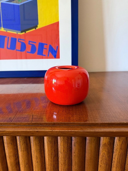 Petit vase en céramique orange de l'ère spatiale, Sicart Italie vers 1970