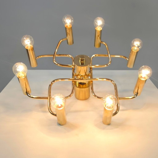 Lámpara de techo estilo Sciolari Sputnik de los años 70, mediados de siglo, latón. – plafondlampen, Brass