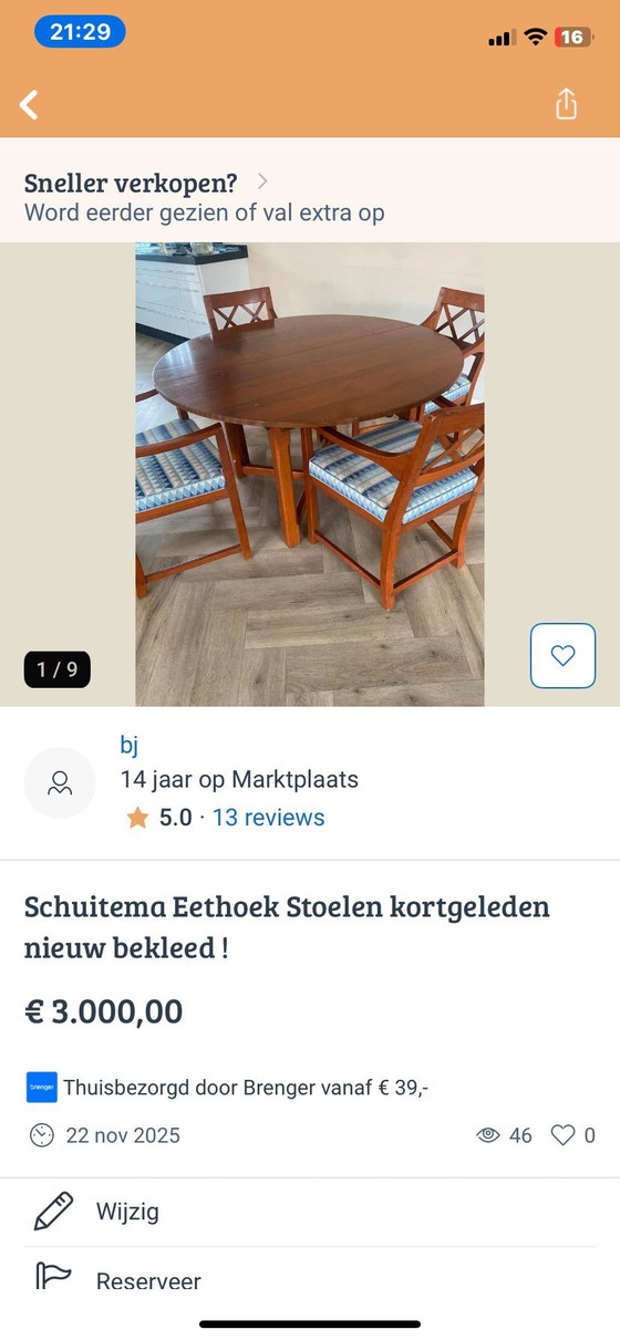 Image 1 of Schuitema dining area with 6 chairs