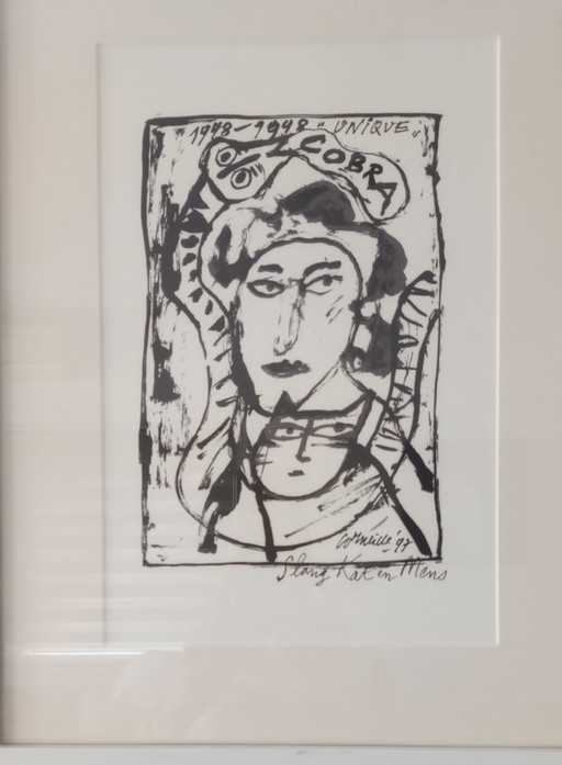 Corneille Chat, serpent, humain. Sérigraphie