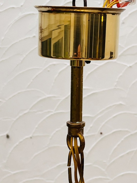 Image 1 of Vintage messing ijsglas kroonluchter