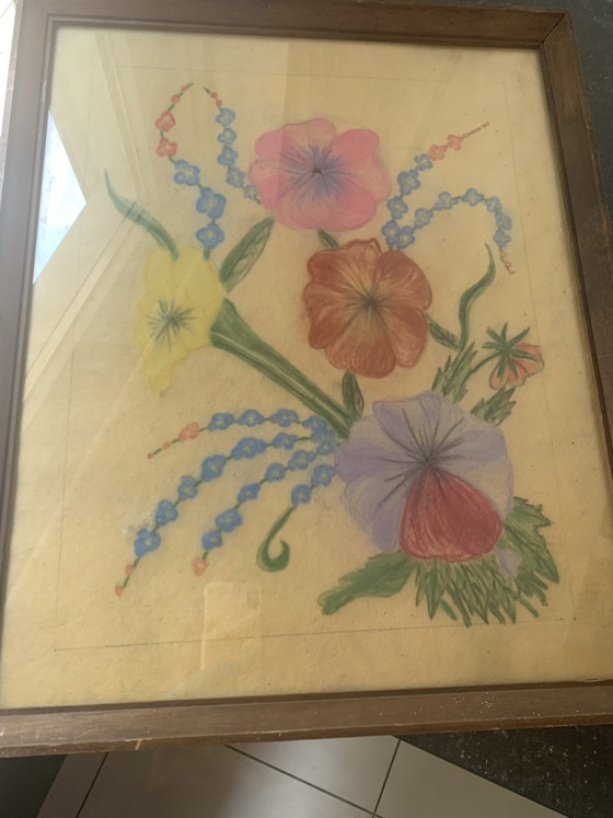 Tableau, Sluyters, Objets d'art, Verre, Papier, Bleu (photo 9 sur 10)