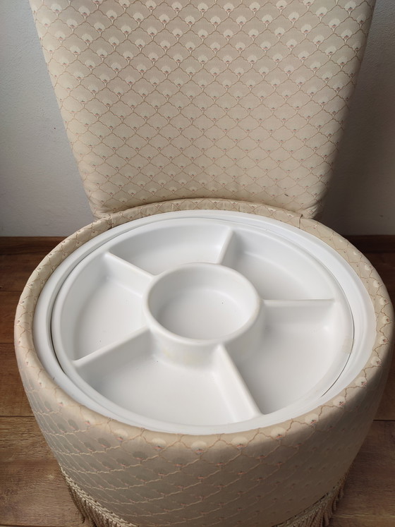 Image 1 of Boudoir stoel stoeltje cocktail creme franjes + opbergruimte naaikist