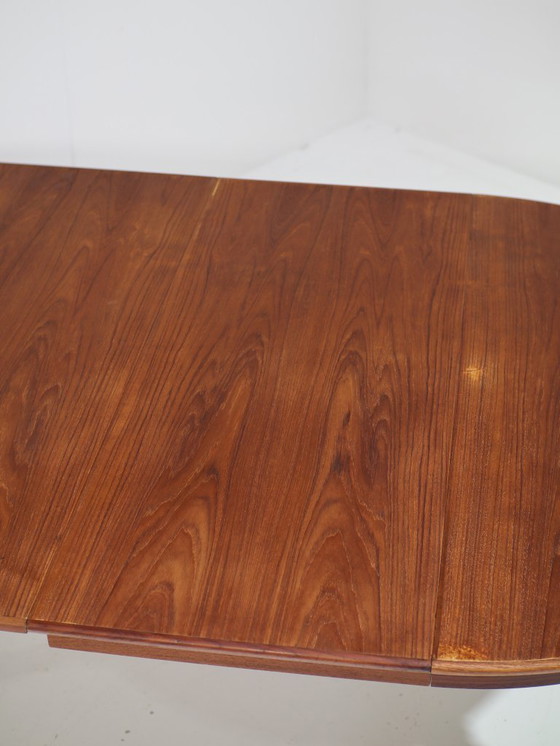 Image 1 of Extendable round dining table oval Danish teak vintage