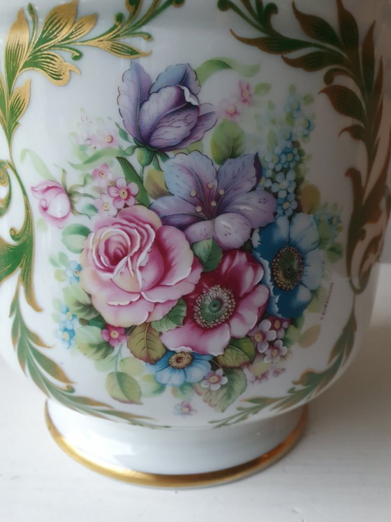 Image 1 of Cache-pot/rafraîchisseur à vin en porcelaine de Limoges, peint à la main - circa 1920-1950