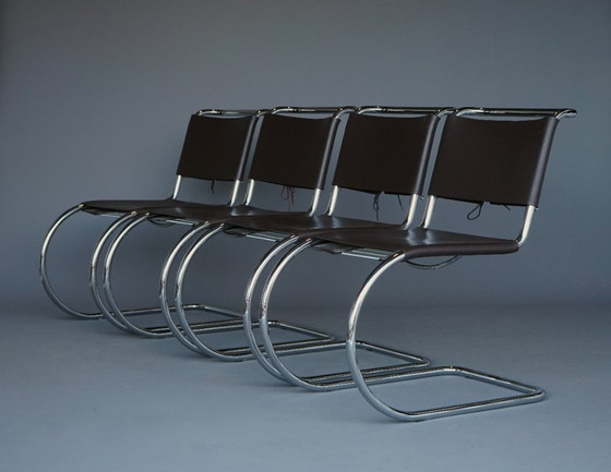 Image 1 of x4 Freischwinger MR 10 im Stil von Ludwig Mies van der Rohe, 1990er Jahre