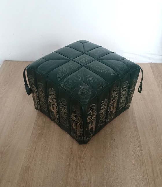 Image 1 of Vintage pouf with Egyptian motifs