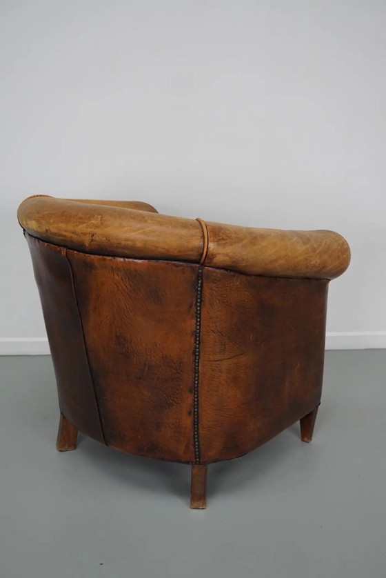 Image 1 of Vintage Nederlandse cognackleurige leren clubfauteuil