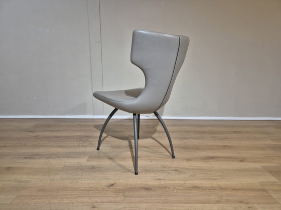 Image 1 of 4x Leolux Callas Chairs Dining - Grey - Leather New Condition