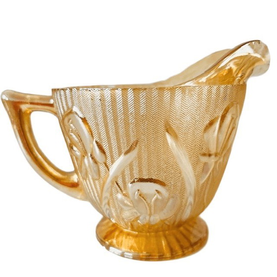 Image 1 of Set da camera vintage Jeanette Carnival in vetro color pesca, anni '30