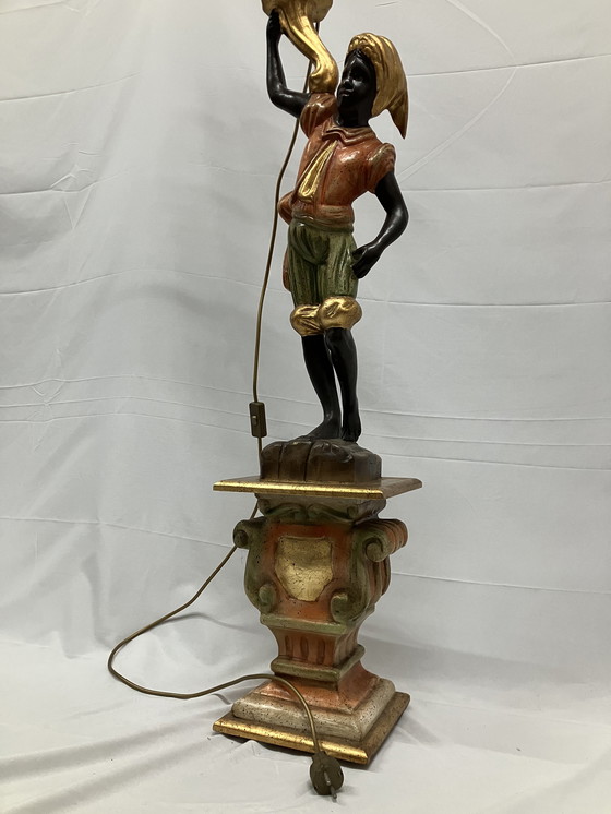 Image 1 of Beautiful Venetian Blackamoor Torchère Floor Lamp
