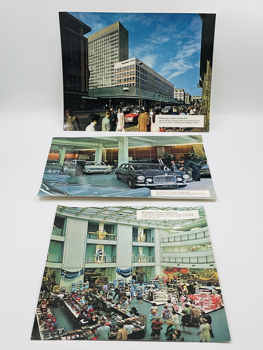 Set of 3 cardboard photos "Shopping in London's West End"