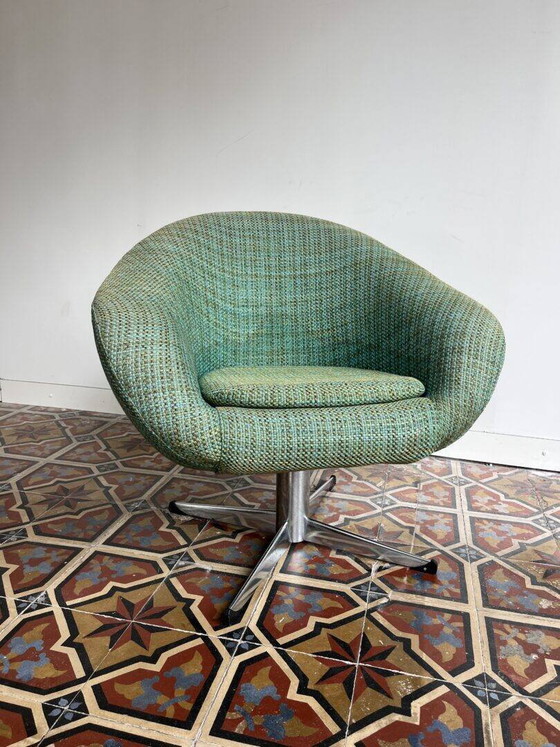 Vintage draaibare fauteuil, Metakor ('70s, België) – Wool, Cotton (photo 2 of 10)
