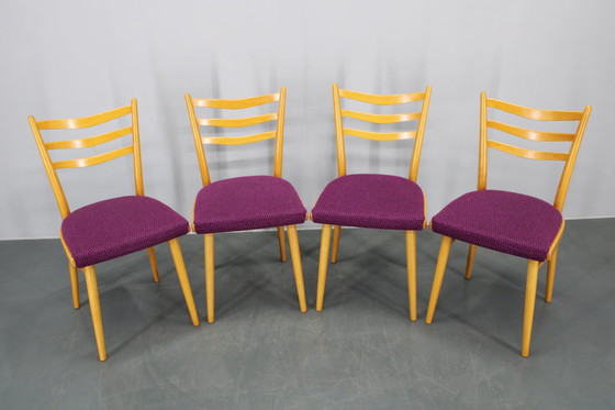 Image 1 of 1960s Set of Four Beech Dining Chairs, Czechoslovakia