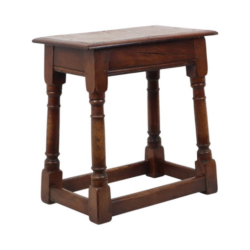 Tabouret ancien en chêne massif, style anglais, XIXe siècle – krukjes, Wood, Vintage