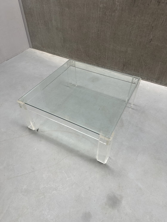 Image 1 of Vintage lucite salontafel - acrylaat poten met glazen blad