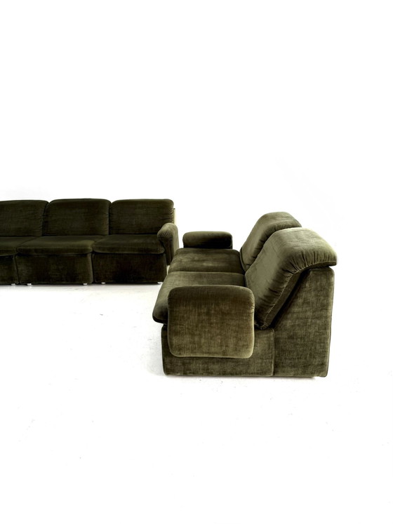 Divano modulare vintage a 6 pezzi in velluto, Italia '80 – Divani modulari, Wood, Plastic (photo 6 of 15)
