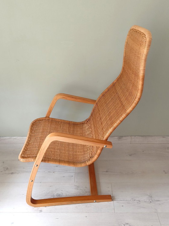 Image 1 of Sillón cantilever Oland Fatolj para IKEA en mimbre y madera