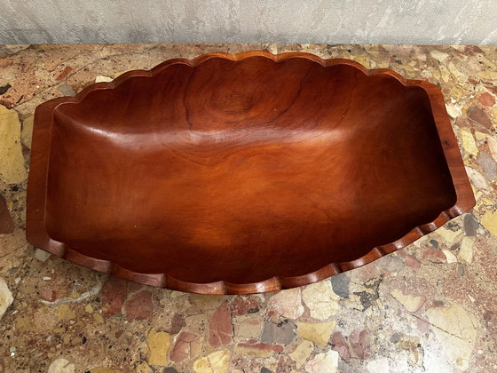 Image 1 of Vintage Reddish Carved Wooden Bowl/Empty Tray - 41/25/H 8 Cm