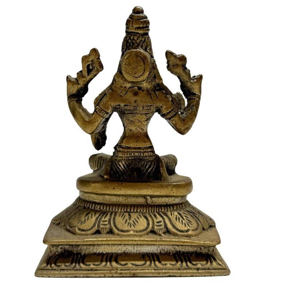 Solid Bronze Lakshmi Statue – Gold-colored – India c. 1950 – 11cm – Sculpture (photo 5 of 9)