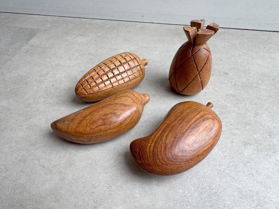 4x Vintage Houtdraaiwerk Handwerk Fruit #2 – Decoratieve objecten, Wood (photo 3 of 8)