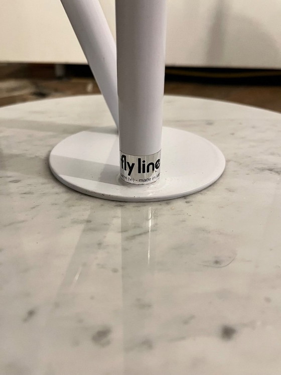 Image 1 of Fly Line Valet Stand, Italy, 1990s, White Lacquered Metal, Carrara Marble Top, Post-Modern Design