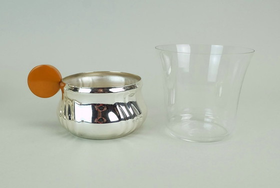 Image 1 of 6 tea glasses in chrome-plated metal holders with bakelite handles, art deco, 1930s 40s