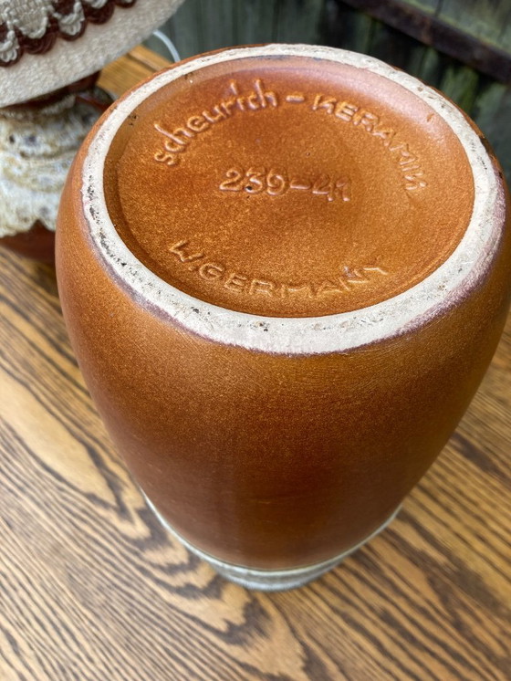 Image 1 of Scheurich Vase Fat Lava West Germany Table Lamp Ceramic Base 70s Vintage