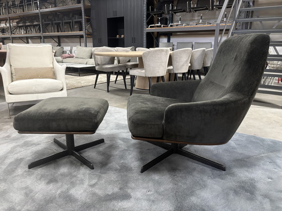 Image 1 of Minotti Coley Soft Lounge Chair + Ottoman - Tissu G Louisiana Velours