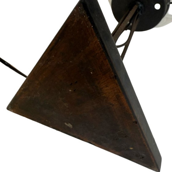 Image 1 of Art deco - Tafellamp - Satijn glazen stolp op smeedijzeren voet - Frankrijk - Ca. 1930's