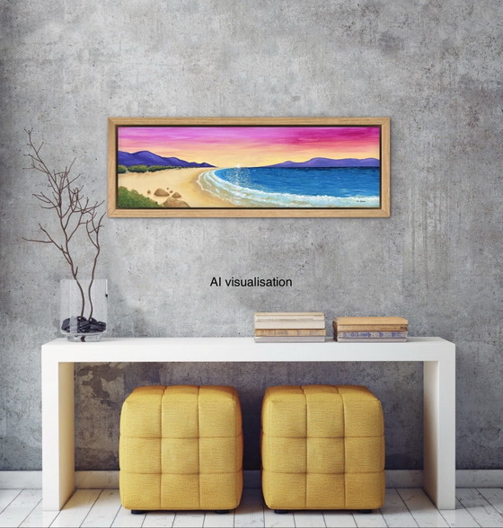 At The Edge Of The Visible - Peinture Acrylique Panoramique Originale 30 X 100cm – Peintures et dessins (photo 8 of 9)