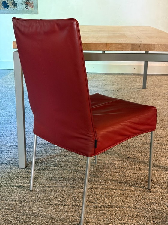 Image 1 of 6 Montis dining chairs model Face red leather