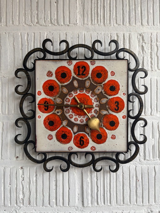 Orologio da parete in ceramica vintage Vedette