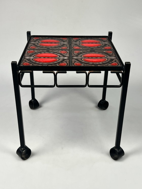 Image 1 of Vintage Table, Brutalism, Cast Iron And Ceramic, 1960's