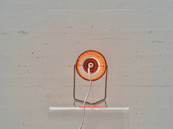 Image 1 of Mid-century table lamp with fabric shade and brass frame, 1960s